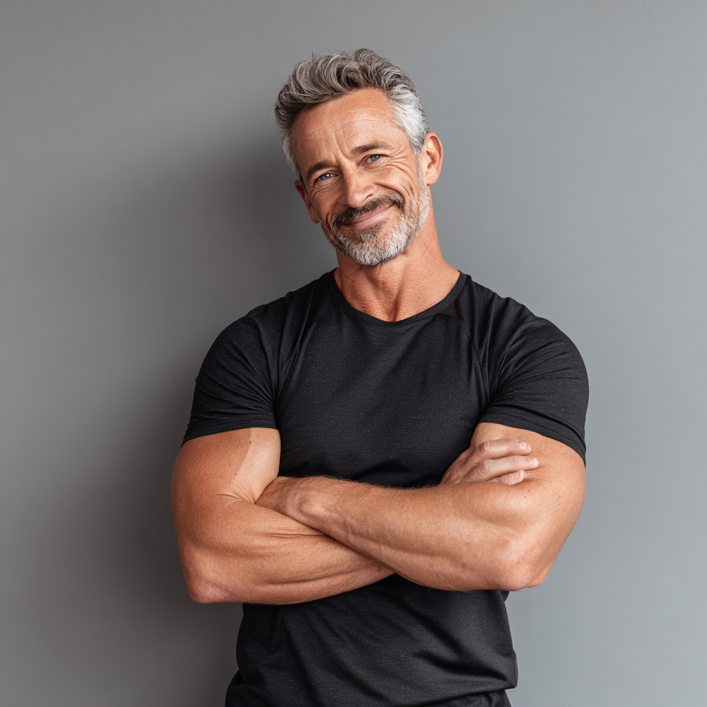 Smiling elderly European man in nature, representing vitality and natural wellness